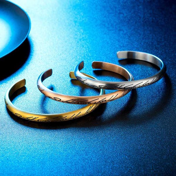 

charm bracelets bracelet for women rose gold stainless steel opening viking men bangles hip hop simple fashion jewelry, Golden;silver