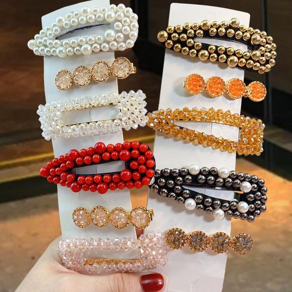 

1pcs fashion red black pearl hair clip for girl crystal elegant korean design hairpin women hair accessories