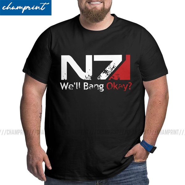 

men's t-shirt we'll bang okay leisure tee shirt mass effect shepard gaming t shirts big tall clothes birthday present