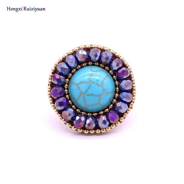 

crystal ring fashion handmade beaded crystal rings for women bohemian minimalist style green stone party charm jewelry, Slivery;golden