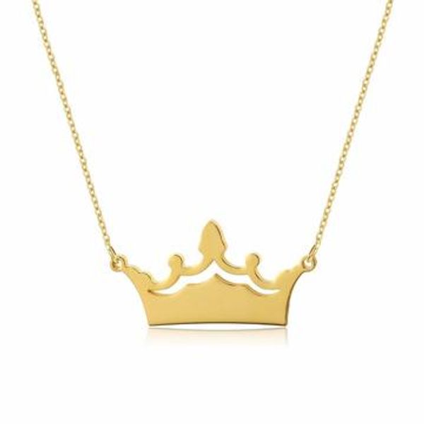 

engraved beautify crown necklace ultra-chic custom gift for her pendant stainless steel chain jewelry birthday gift, Silver