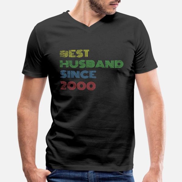 

husband since 2000 20 years of marriage t shirt men printing cotton round neck original cute building spring formal shirt