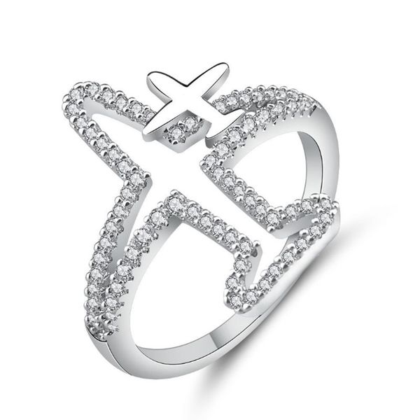 

mkendn new fashion hollow airplane female travel dream plane finger rings for women jewelry gifts, Golden;silver