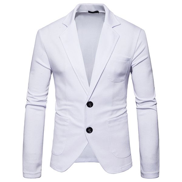 

мужская blazer костюм повседневного однорядные 2 кнопки тонких курток сша / eu размер твердого пальто цвет длинного рукав весна / осень, White;black