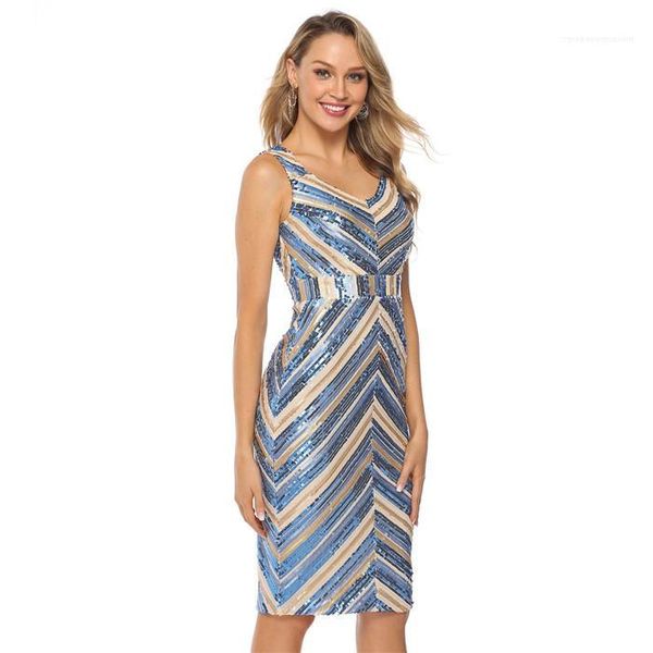 

sleeveless bodycon dresses famale fashion clothes women striped sequins dress blackless skinny v neck, Black;gray