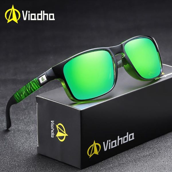 

viahda square polarized sunglasses men sports style revamp sun glasses driving fishing 100% uv tac lens goggle male gafas ce box, White;black