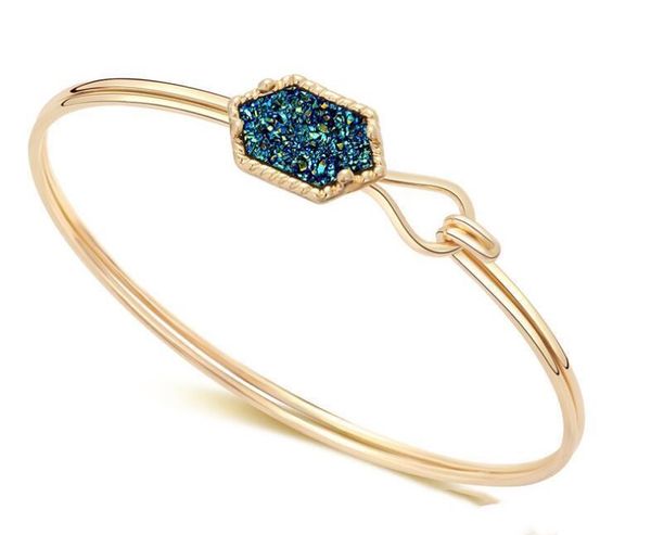 

bracelets popular fashion bangle for lady stone women drusy bracelet faux druzy turquoise gold plated silver open dayupshop mchqr, Golden;silver