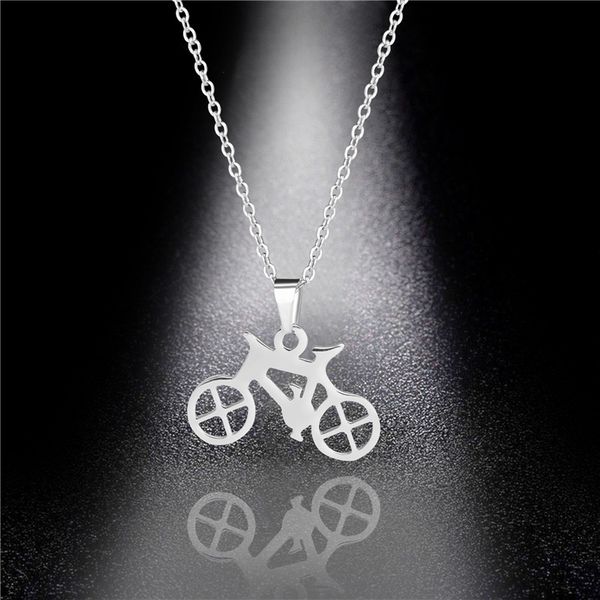 

european and american punk style titanium steel necklace personality hip-hop tide brand bicycle titanium steel necklace, Silver