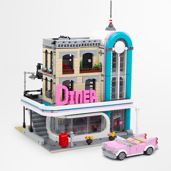 

15037 2778pcs the downtown dinner genuine street view series building blocks bricks child toys christmas gifts 10260