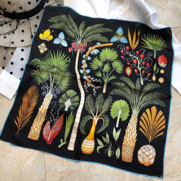 

summer square silk scarf women head neck scarfs small scarves print 50cm 50cm, Blue;gray