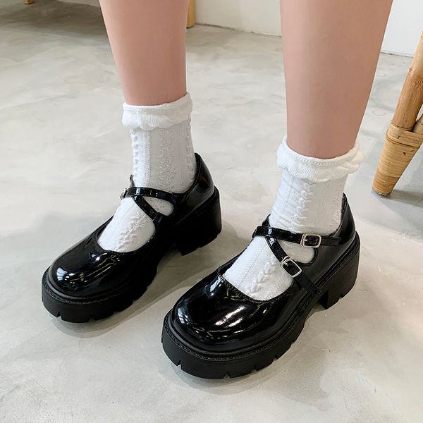 

med comfort shoes for women sandals woman heel original muffins shoe suit female beige buckle strap increasing height mary jane, Black