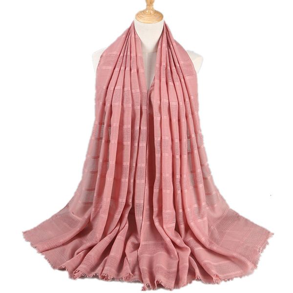 

women cotton&linen scarf fashion solid hollow plaid shawl bubble muslim scarf accessories all match, White