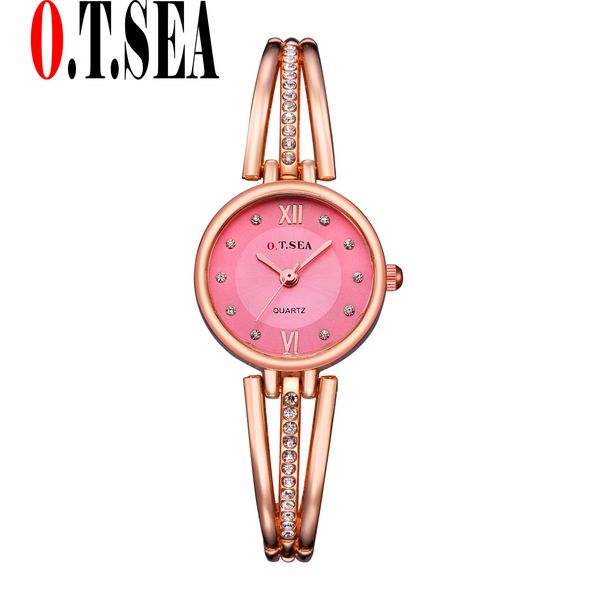 

selling new style o.t.sea/oros mens and womens diamond claw chain style steel belt quartz watch, Slivery;brown