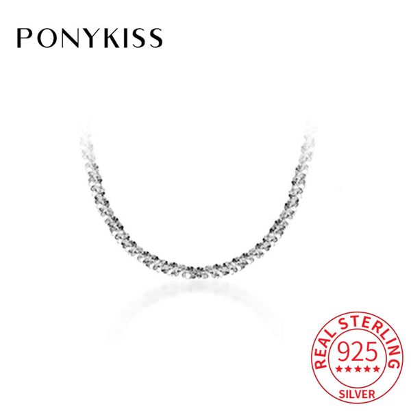 

ponykiss genuine s925 solid sterling silver choker ctue minimlist necklace for women delicate jewelry birthday party gift
