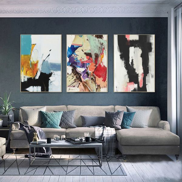 

abstract wonderful wall art posters and prints canvas painting color blocks world blue orange red wall picture for living room