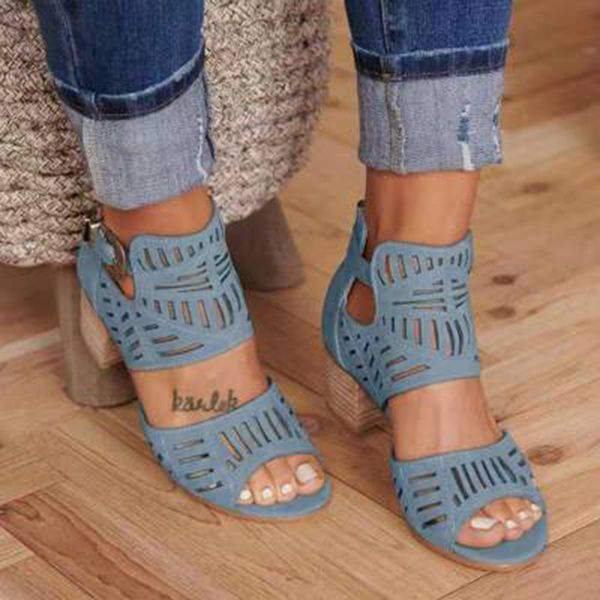 

women sandals heel gladiator high summer women's 2020 ladies buckle strap fashion shoes woman hollow out female shoes plus size, Black