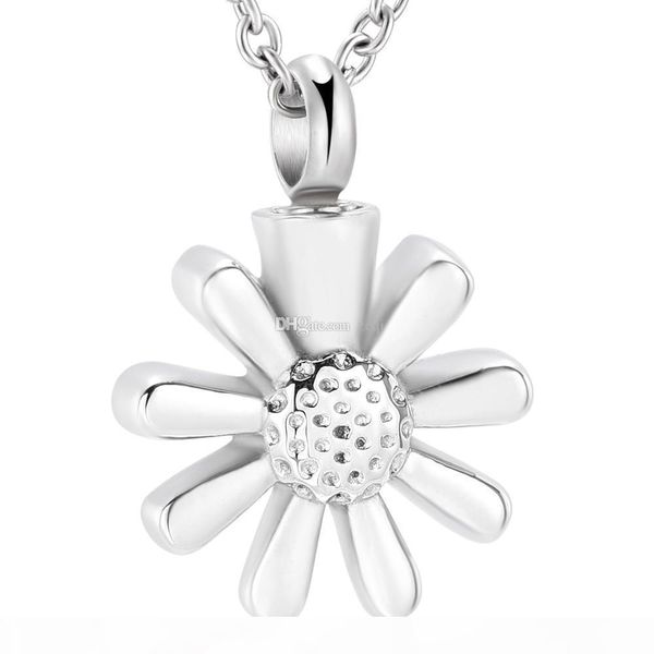 

ijd9595 sunflower women man cremation urn necklace,stainless steel cremation jewelry for ashes pendant necklace charm accessaries, Silver