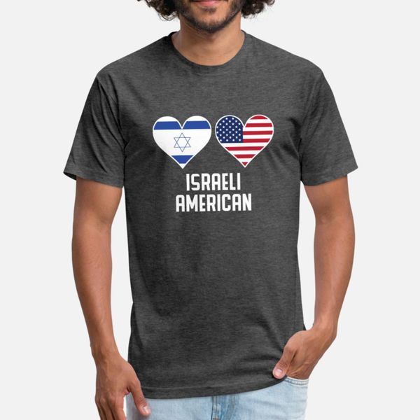 

israeli american heart flags t shirt men create cotton size s-3xl formal gift basic spring pictures shirt