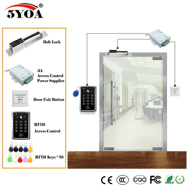 

fingerprint access control rfid system kit wooden glasses door set+electric magnetic lock+id card keytab+power supplier+exit button