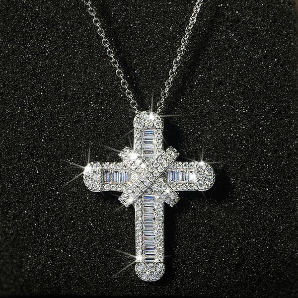 

moonrocy silver color cross crystal chokers cubic zirconia pendant necklace women female dropshipping jewelry wholesale gift