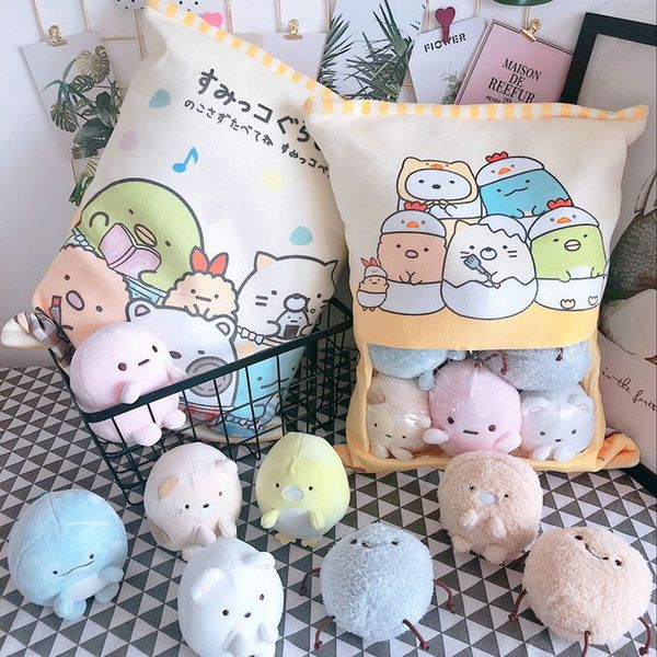 

a bag of 8pcs snack pudding soft plush toy bear cat monster plush pillow creative anime throw pillow cartoon doll toys for kids y200723