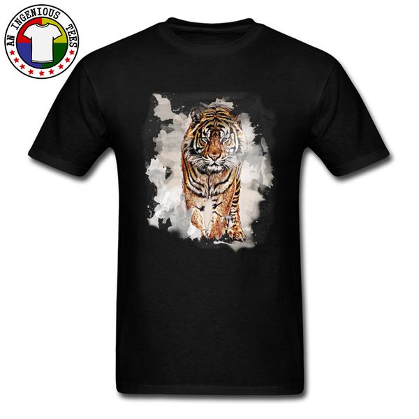 

2018 new design animal p t shirt tiger inset short sleeve pure cotton round neck men t-shirts ing