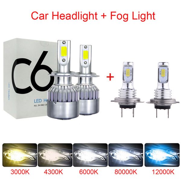 

muxall auto car h8 h11 h7 h4 h1 led headlight fog light comb 6000k cool white 72w 8000lm cob bulbs diodes automobiles parts lamp