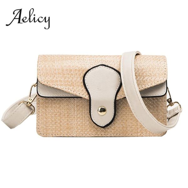 

aelicy 2020 new shoulder bag for lady rattan handwoven summer style flap messenger bag women quality straw beach handbag