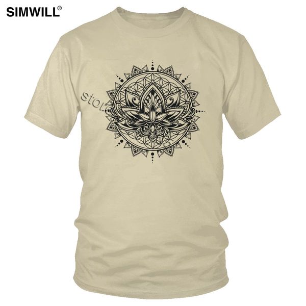 

classic lotus mandala tshirt unique design casual cotton streetwear t shirt for men short sleeves tee buddha flower t-shirt