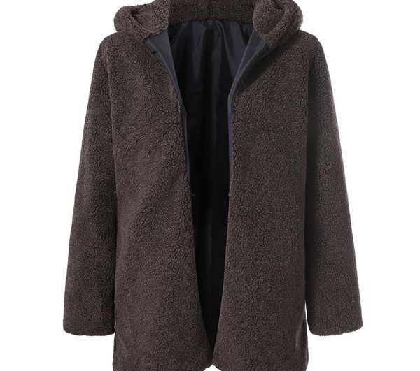 

female jacket plush coat women's fashion zipper plush winter women's hooded jackets long sleeve warm coat windproof big sizes, Black;brown