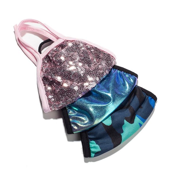 

fashion new blingbling shiny sequins mask cotton face mask men women face masks reusable sun protection section dust-proof smog mask