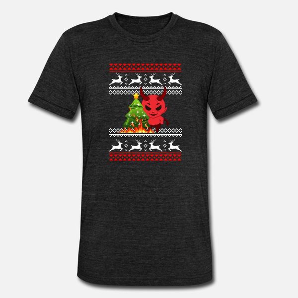 

ugly christmas satan burning christmas tree xmas t shirt men personalized 100% cotton o-neck fit crazy casual summer style slim shirt