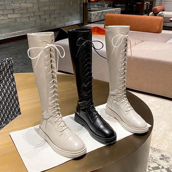 

2020 knee high boots women flats fashion riding boots ankle plush zip designer chunky women bottine femme, Black