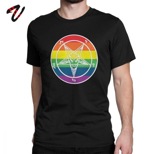 

радуга бафометом футболки урожай тройники мужские 100% хлопок экипаж шеи футболки топы тис