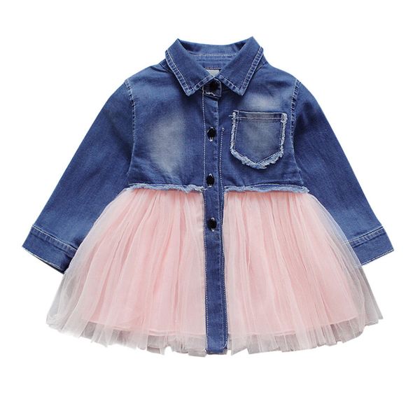 

new arrival toddler infant baby girls denim tutu tulle princess dresses outfits z0128, White
