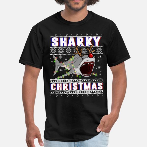 

sharky christmas ugly sweater gifts idea t shirt men custom short sleeve euro size s-3xl male famous breathable spring autumn pattern shirt