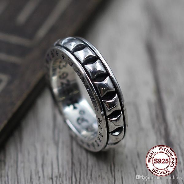 

s925 pure silver men's ring personality do old restoring ancient ways glossy punk style classic ring gift to your lover