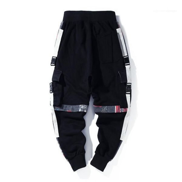 

pocket lace up homme pants mens designer contrasting little feet casual pants loose multi, Black