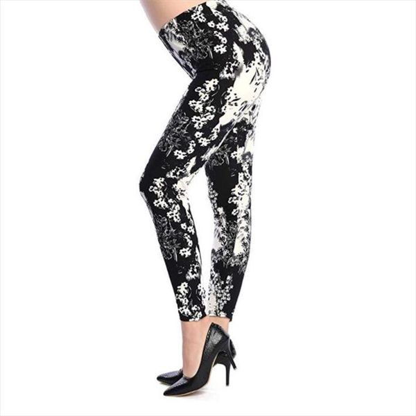 

2020 printing flower leggings leggins plus size legins guitar plaid thin pant fashion women aptitud trousers, Black