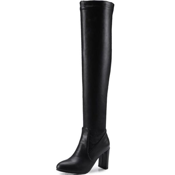 

ladies over the knee high boots fashion women's boots solid color high heel wedding shoes soft and comfortable long, Black