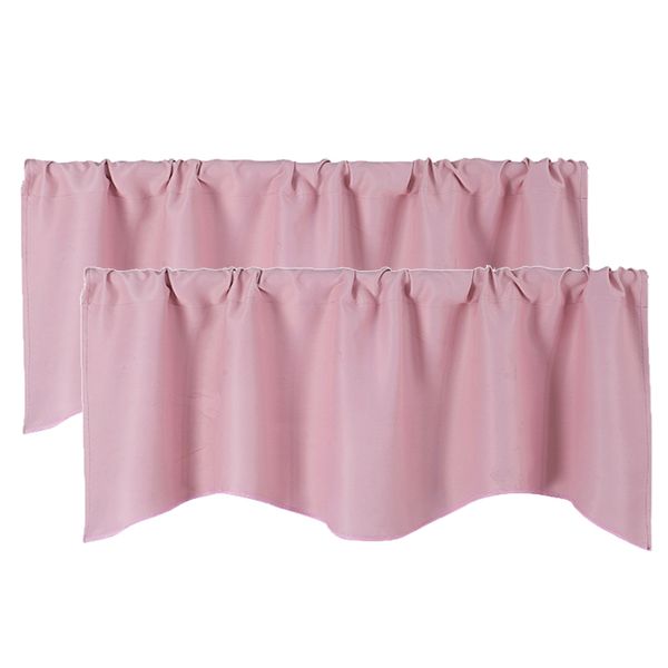 

2pcs short curtain panel solid color valance for kitchen windows pink