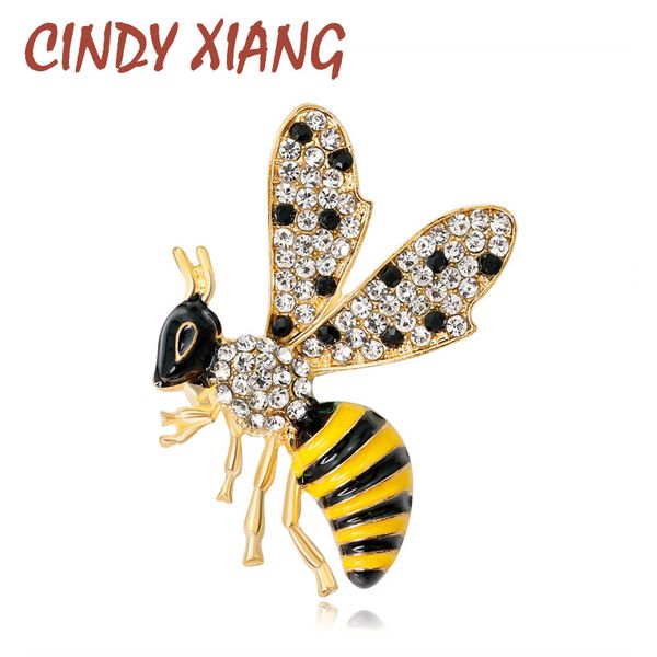 

cindy xiang enamel bee brooches for women yellow color rhinestone inlay fashion insect brooch pin party accessories new 2020, Gray