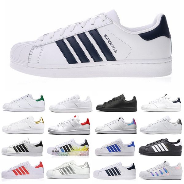

новые стэн смит superstar белый зеленый золото mens casual обувь superstars голограмма платформы кожа для обуви мужчины женщины тренеры спор, Black