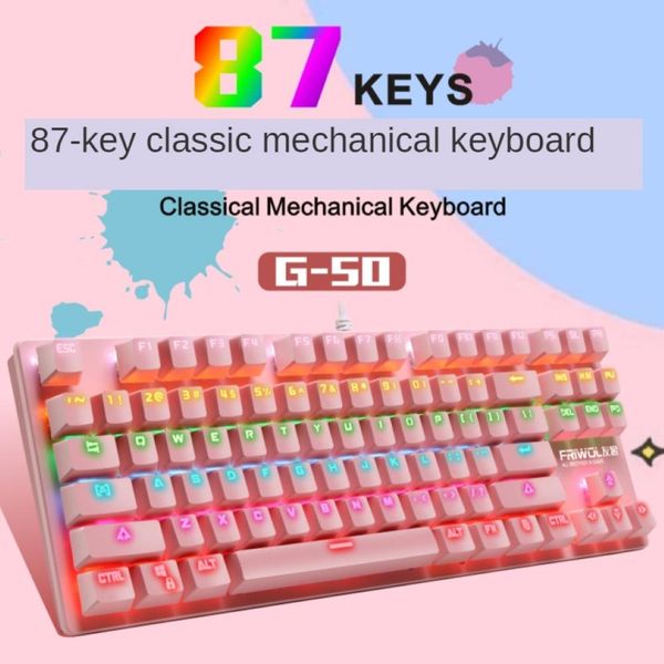 

keyboards g50 wired green axis colorful rgb light gaming mechanical keyboard for gamer lapcomputer