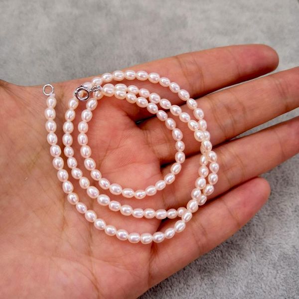 

new fashion simple wild natural freshwater pearl grain shape 6-7mm white pearl necklace 925 sterling silver clasp