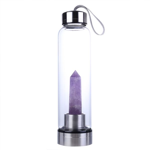 

healing wand point crystal obelisk water bottle elixir natural quartz portable