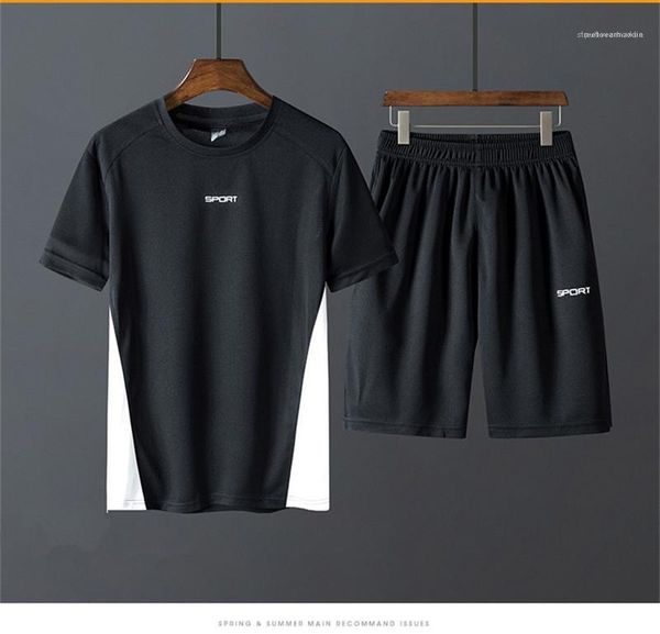 

jogging suits short sleeve tshirts with shorts solid color white black sport letter patchwork summer mens designer tracksuits casual running, Gray