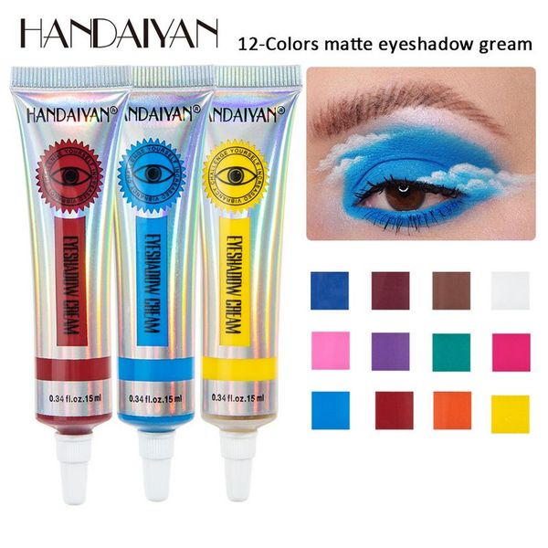 HANDAIYAN Ombretto opaco a 12 colori a lunga durata non facile da sbiadire ombretto liquido multifunzione 15ml ombretto crema