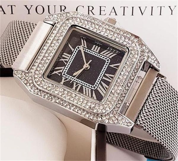 

ale casual womens diamond watches brand female designer watches roman number hour mark dial iced out watch magnetic watchband wristwatch