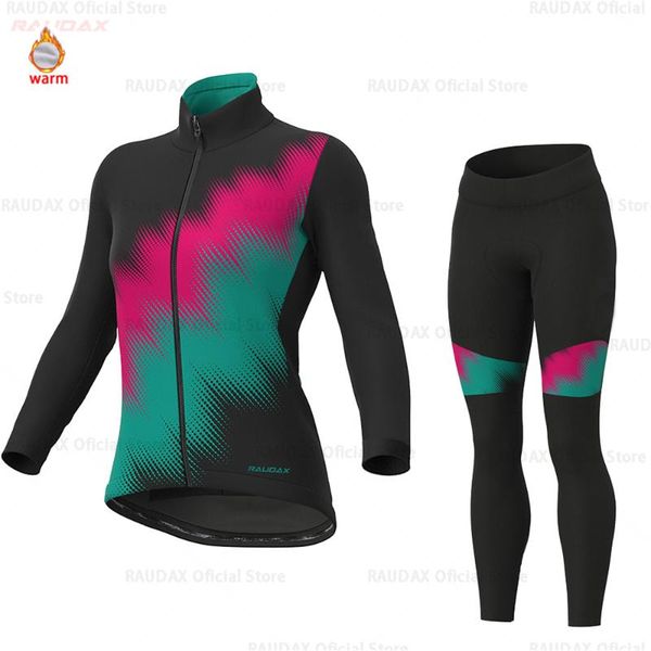 

2020 winter thermal fleece cycling jersey sets breathable ropa ciclismo women long sleeve mtb bike clothes outdoor sports jacket, Black;blue